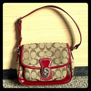 Authentic Coach Signature + Red Handbag
